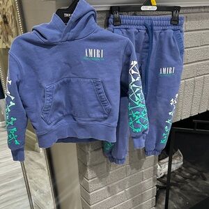AMIRI Blue Set with Green and White Graphics
